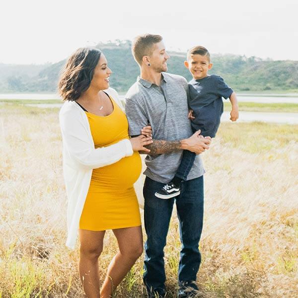 happy young family out in nature